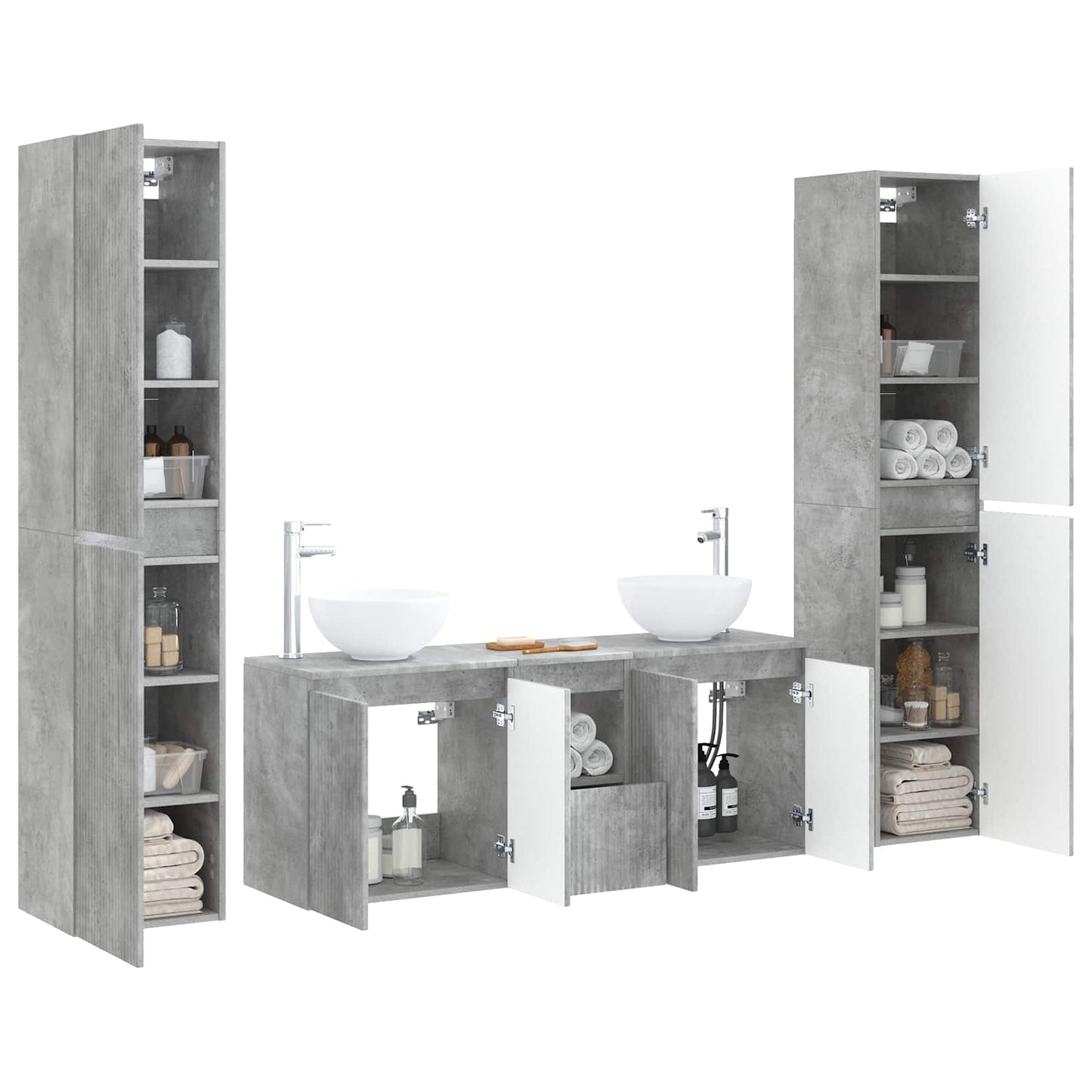 vidaXL Bathroom Furniture Set 5 pcs Concrete Grey 33 x 34.5 x 160 cm 3