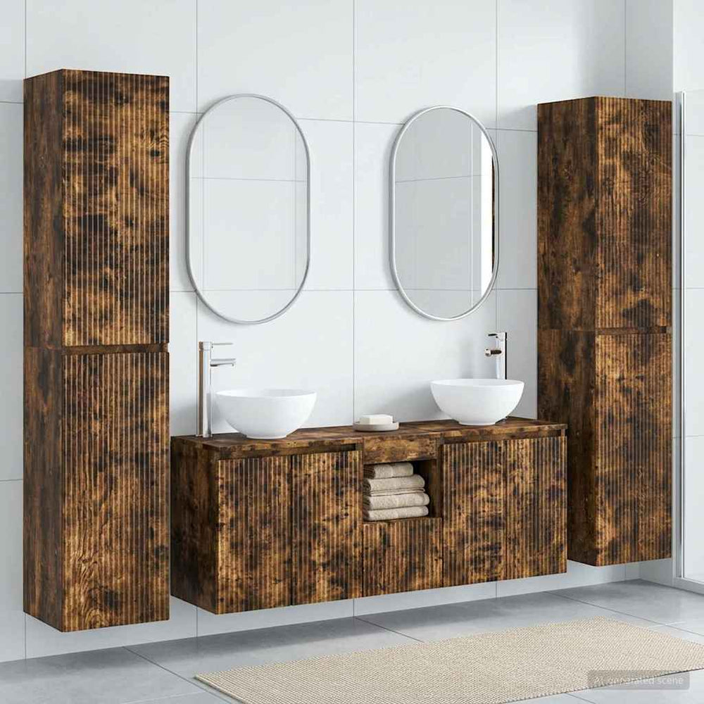 vidaXL Bathroom Furniture Set 5 pcs Smoked Oak 33 x 34.5 x 160 cm