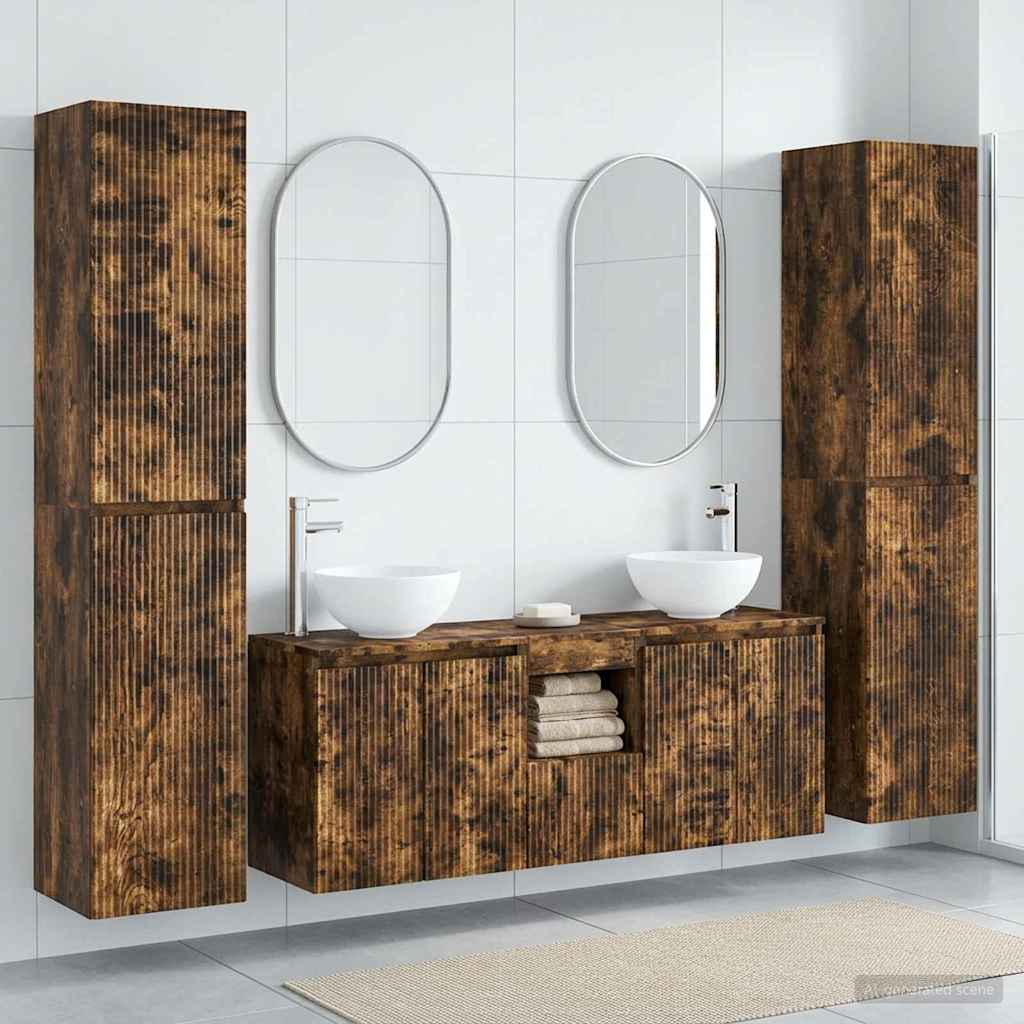 vidaXL Bathroom Furniture Set 5 pcs Smoked Oak 33 x 34.5 x 160 cm 1
