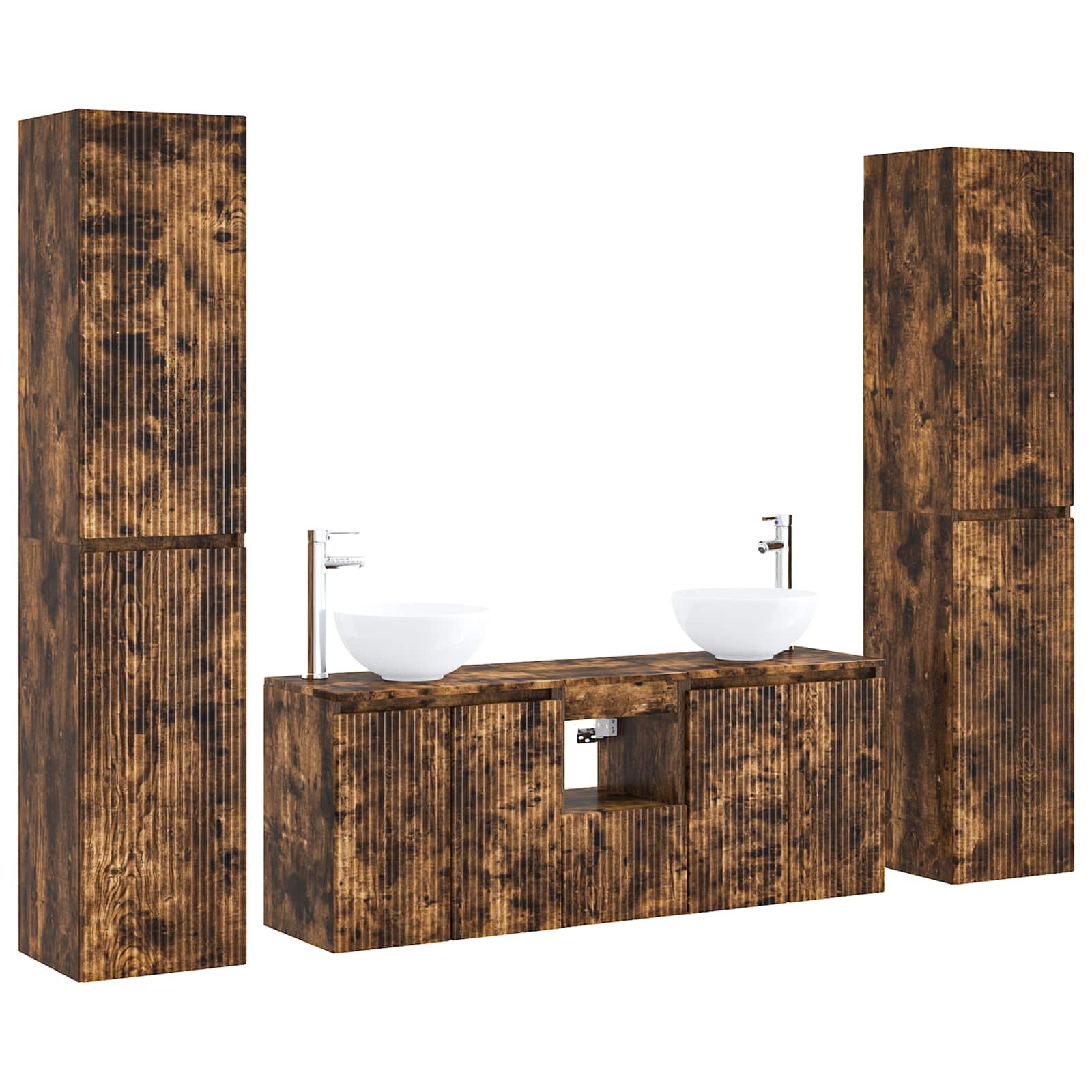 vidaXL Bathroom Furniture Set 5 pcs Smoked Oak 33 x 34.5 x 160 cm 2
