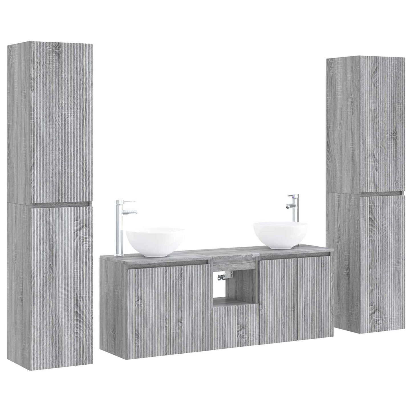 vidaXL Bathroom Furniture Set 5 pcs Grey Sonoma 33 x 34.5 x 160 cm 2