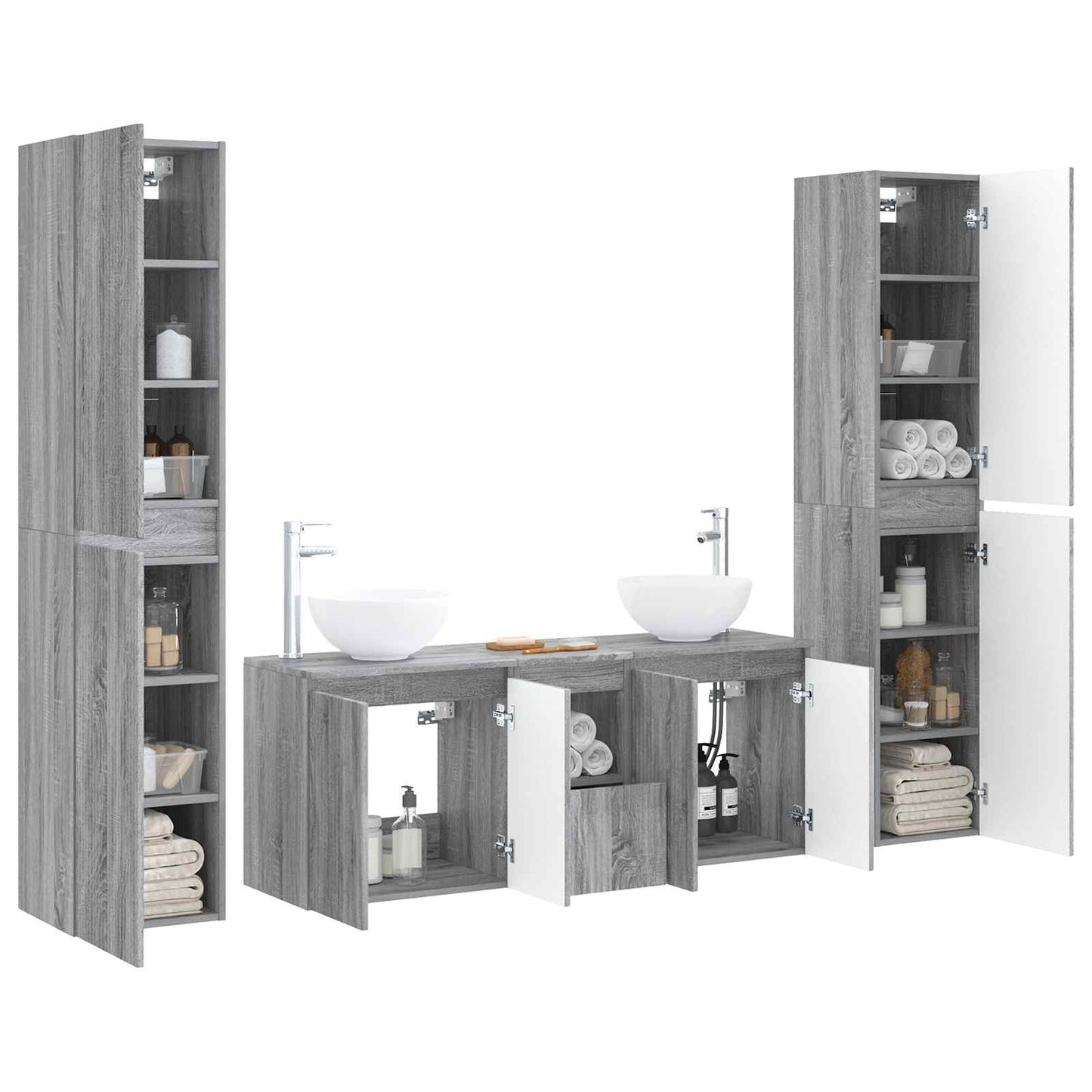 vidaXL Bathroom Furniture Set 5 pcs Grey Sonoma 33 x 34.5 x 160 cm 3
