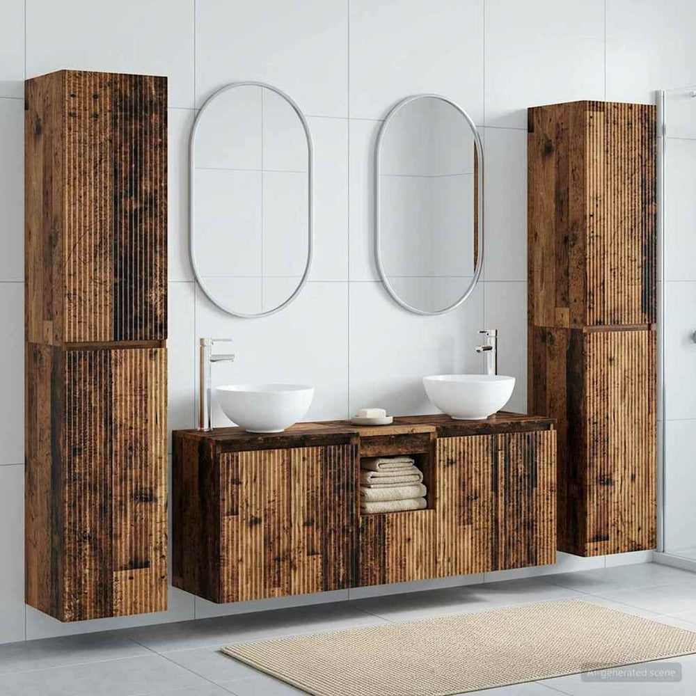 vidaXL Bathroom Furniture Set 5 pcs Old Wood 33 x 34.5 x 160 cm