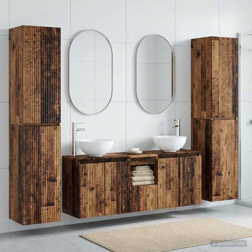 vidaXL Bathroom Furniture Set 5 pcs Old Wood 33 x 34.5 x 160 cm 1