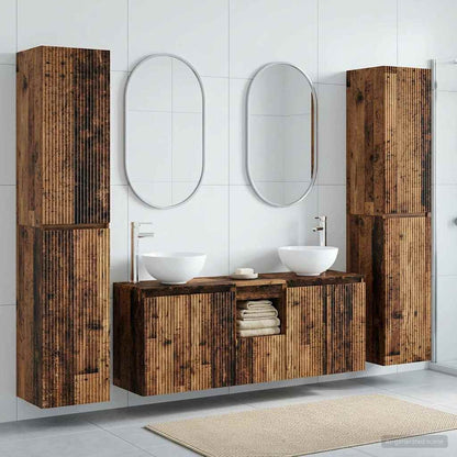 vidaXL Bathroom Furniture Set 5 pcs Old Wood 33 x 34.5 x 160 cm 1