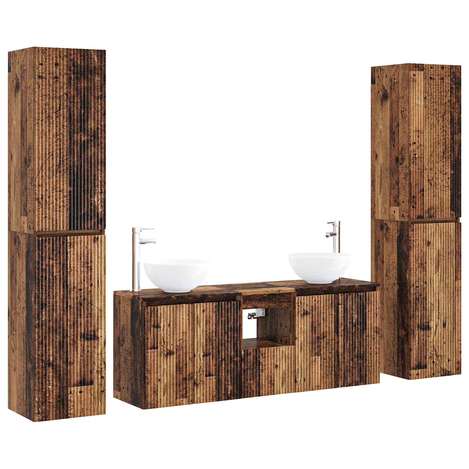 vidaXL Bathroom Furniture Set 5 pcs Old Wood 33 x 34.5 x 160 cm 2