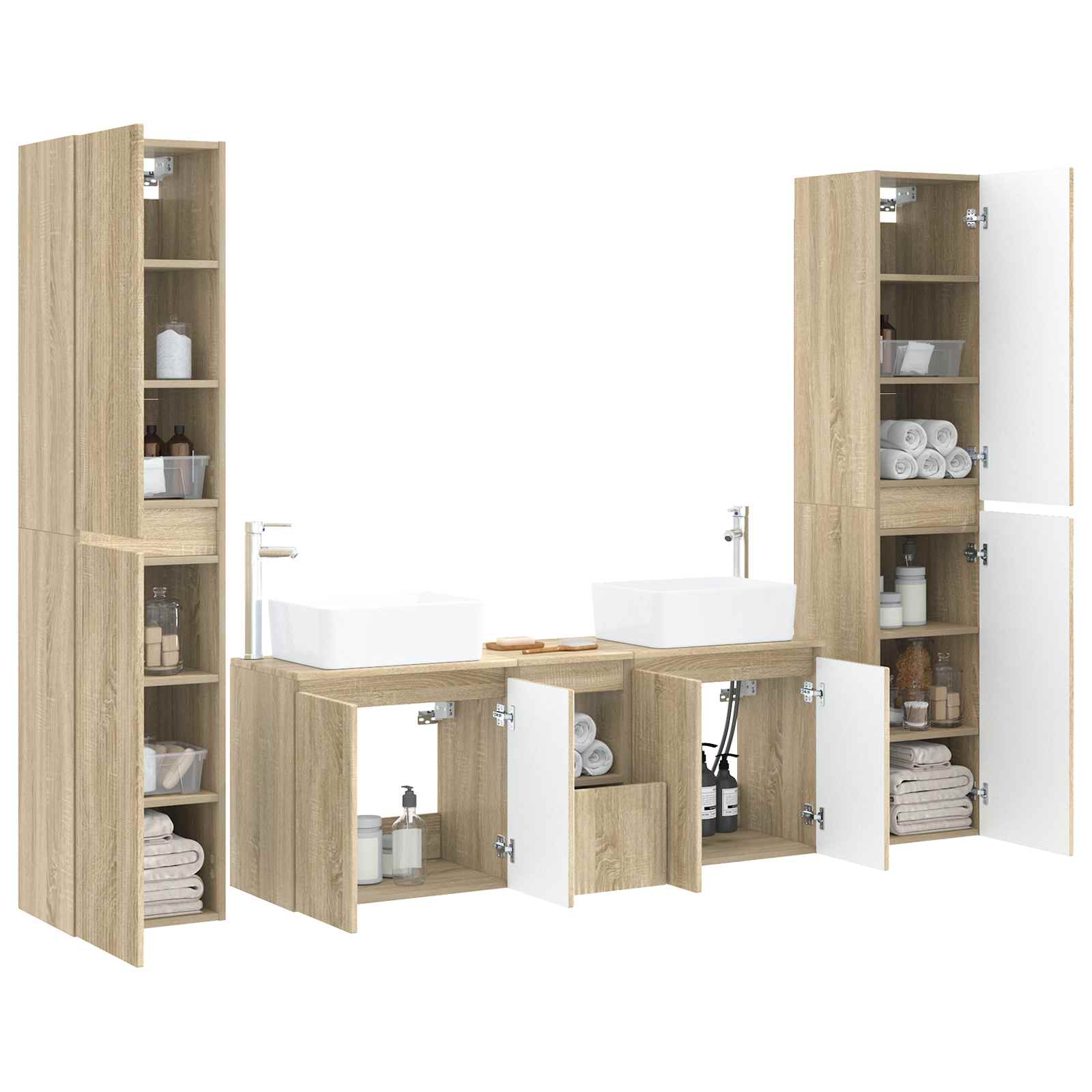 vidaXL Bathroom Furniture Set 5 pcs Sonoma Oak 33 x 34.5 x 160 cm 3