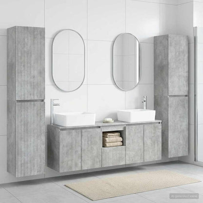 vidaXL Bathroom Furniture Set 5 pcs Concrete Grey 33 x 34.5 x 160 cm 1