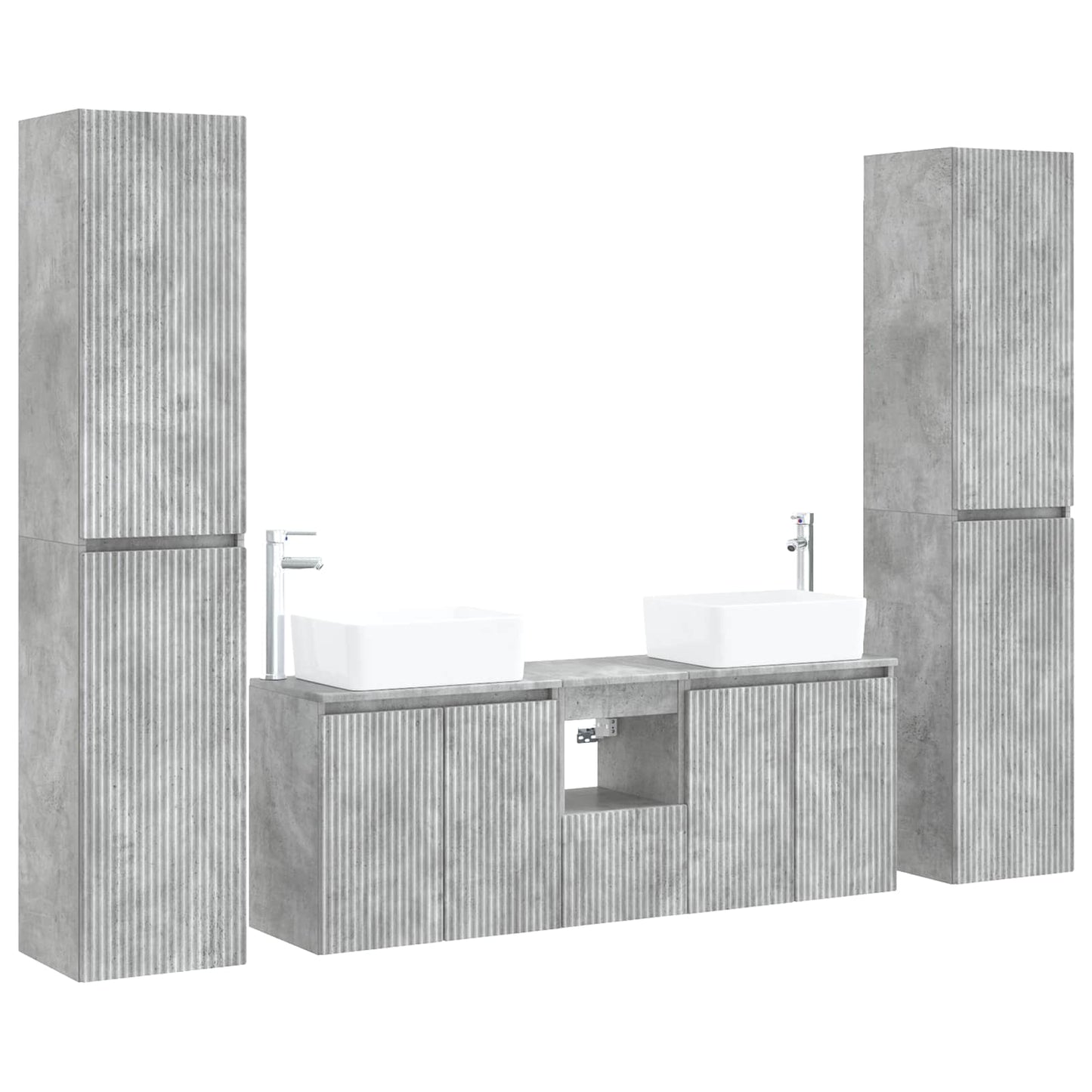 vidaXL Bathroom Furniture Set 5 pcs Concrete Grey 33 x 34.5 x 160 cm 2