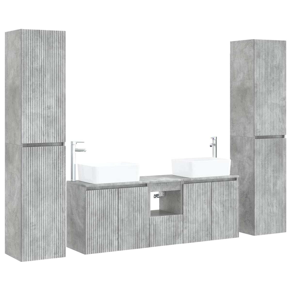 Bathroom Cabinet Set 5 pcs 33 x 34.5 x 160 cm Concrete grey