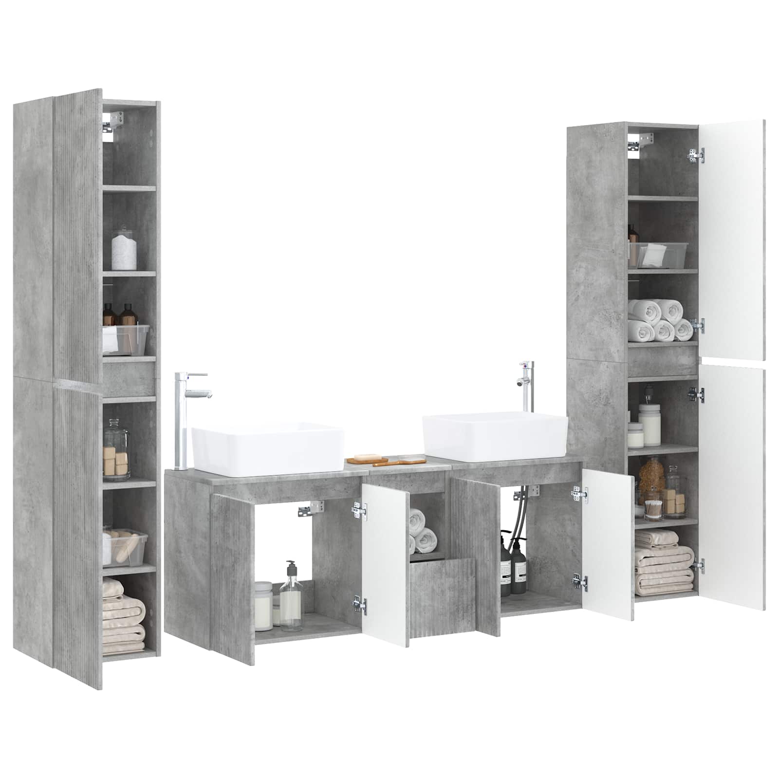 vidaXL Bathroom Furniture Set 5 pcs Concrete Grey 33 x 34.5 x 160 cm 3