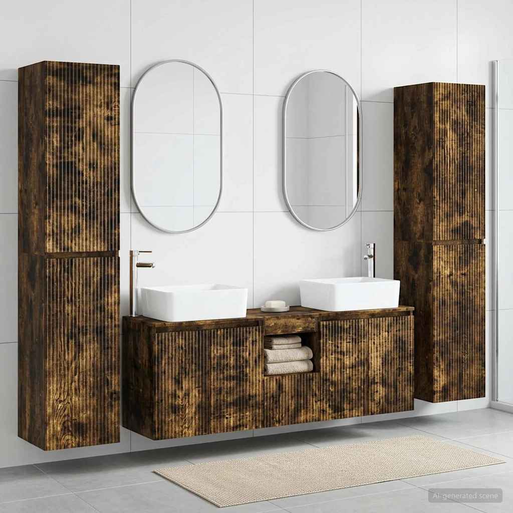 vidaXL Bathroom Furniture Set 5 pcs Smoked Oak 33 x 34.5 x 160 cm 1