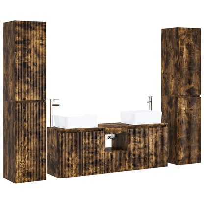 vidaXL Bathroom Furniture Set 5 pcs Smoked Oak 33 x 34.5 x 160 cm 2