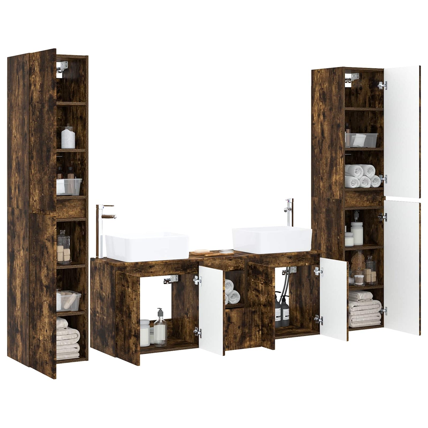 vidaXL Bathroom Furniture Set 5 pcs Smoked Oak 33 x 34.5 x 160 cm 3