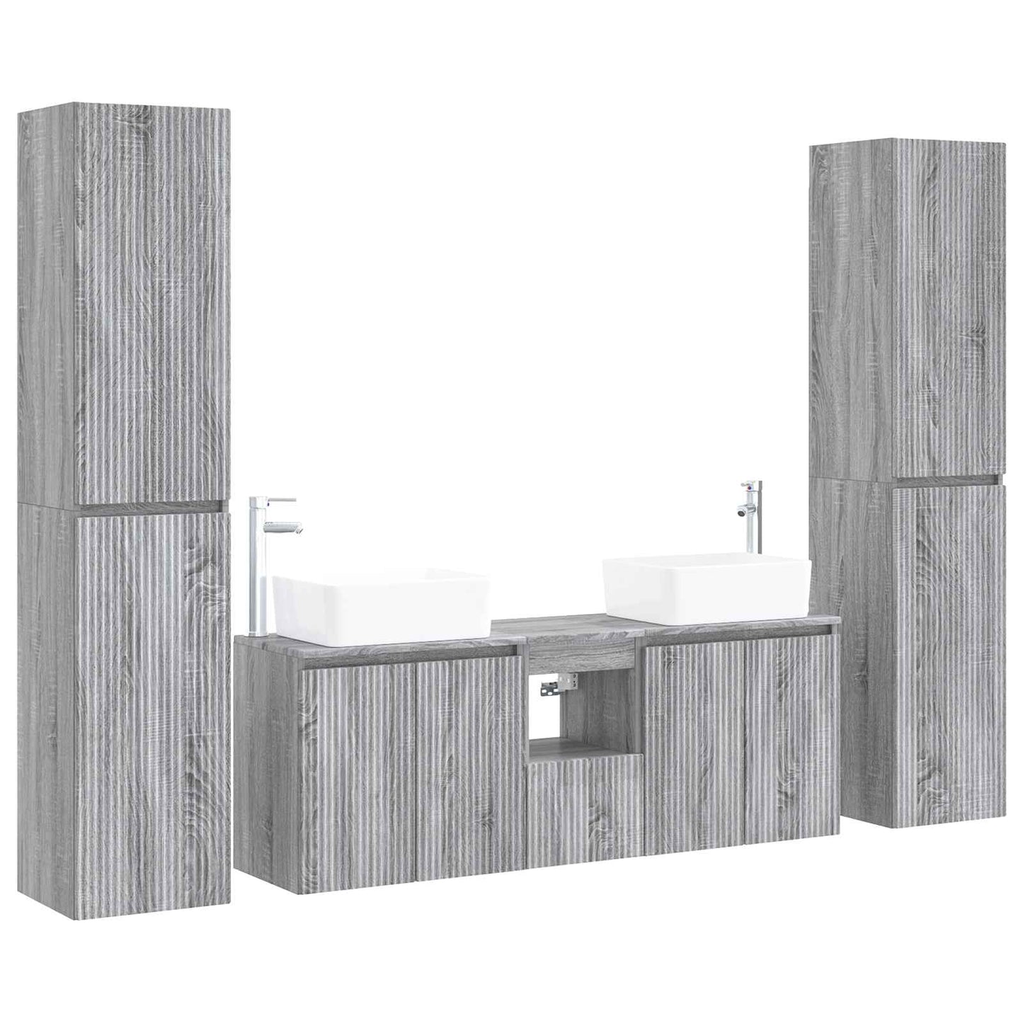vidaXL Bathroom Furniture Set 5 pcs Grey Sonoma 33 x 34.5 x 160 cm 2