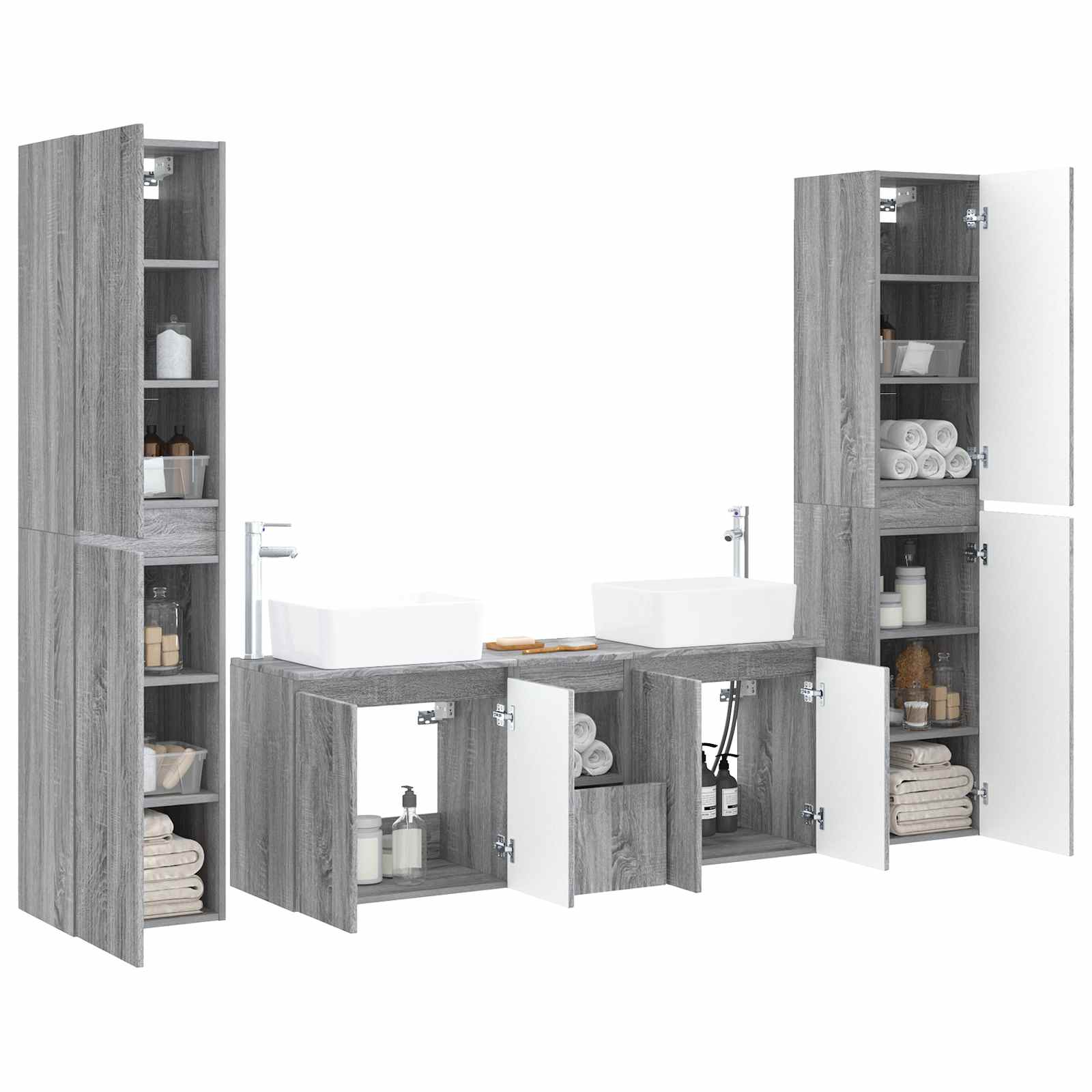 vidaXL Bathroom Furniture Set 5 pcs Grey Sonoma 33 x 34.5 x 160 cm 3