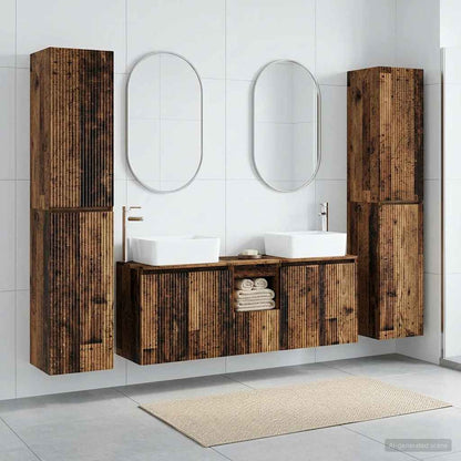 vidaXL Bathroom Furniture Set 5 pcs Old Wood 33 x 34.5 x 160 cm 1