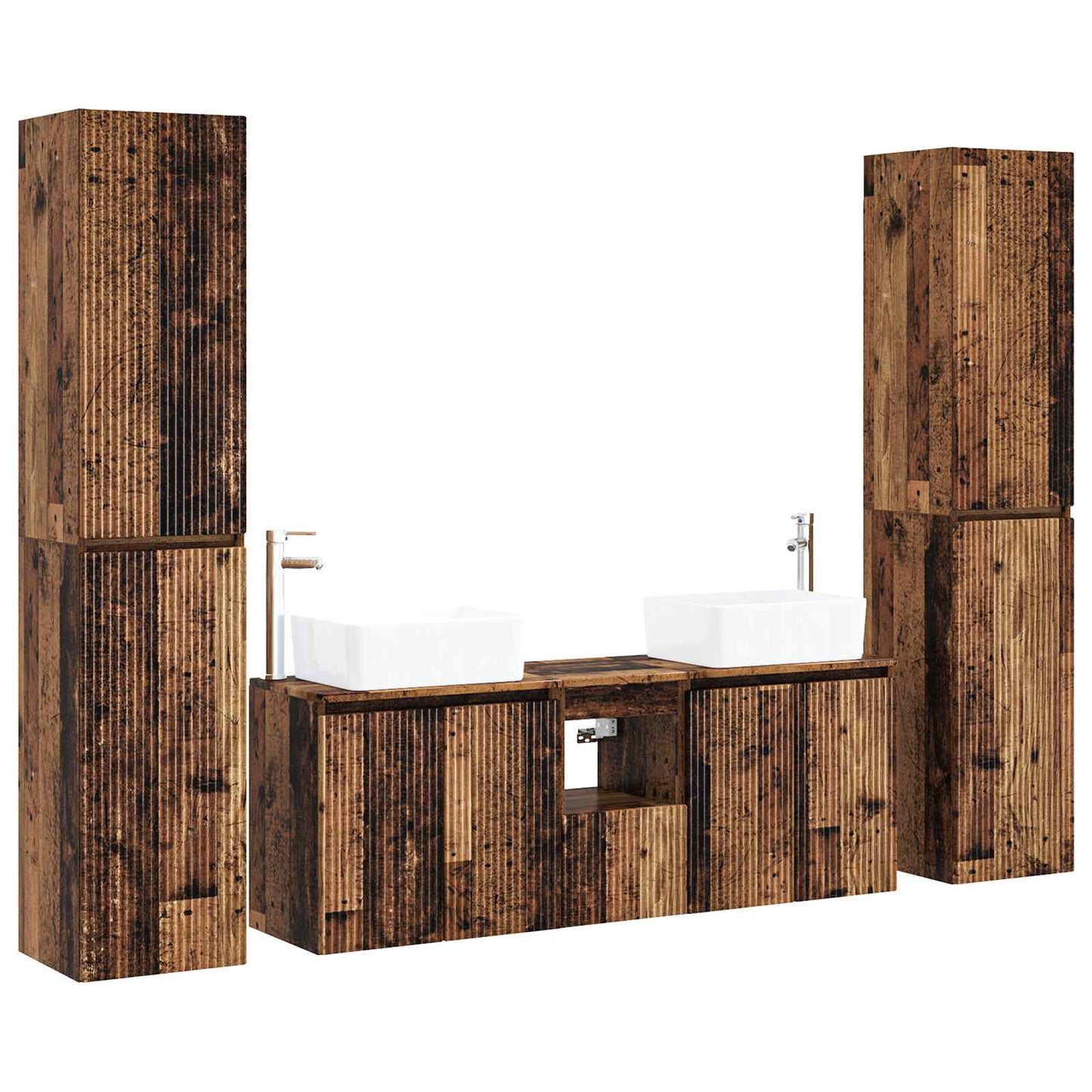 vidaXL Bathroom Furniture Set 5 pcs Old Wood 33 x 34.5 x 160 cm 2