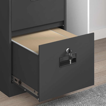 File Cabinet Cold-Rolled Steel Width 44 cm Black 139 cm