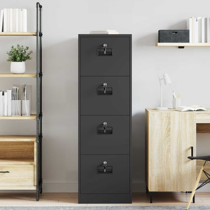File Cabinet Cold-Rolled Steel Width 44 cm Black 139 cm