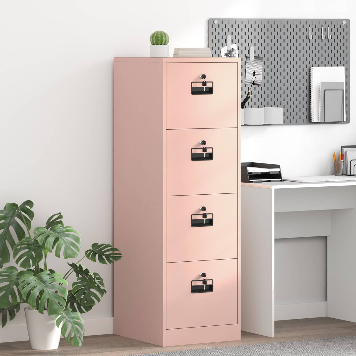 File Cabinet Cold-Rolled Steel Width 44 cm Pink 139 cm
