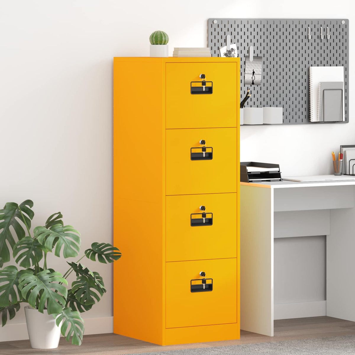 File Cabinet Cold-Rolled Steel Width 44 cm Mustard yellow 139 cm
