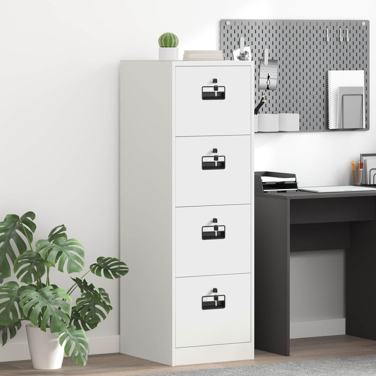 File Cabinet Cold-Rolled Steel Width 44 cm White 139 cm