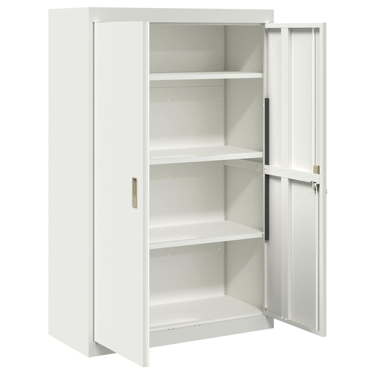 Storage Cabinet Steel Width 90 cm White 140 cm