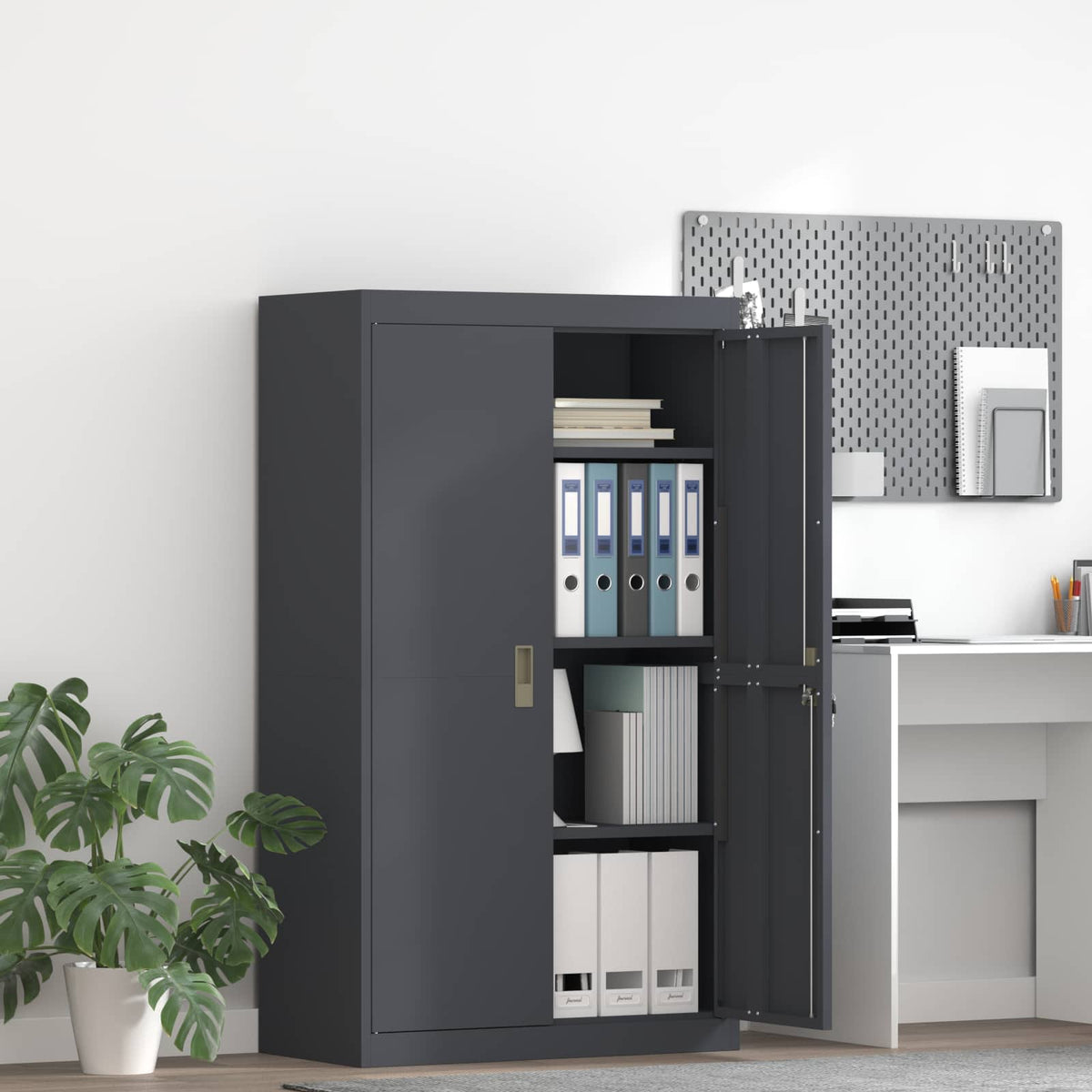 Storage Cabinet Steel Width 80 cm Anthracite 140 cm