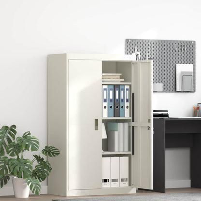 Storage Cabinet Steel Width 80 cm White 140 cm