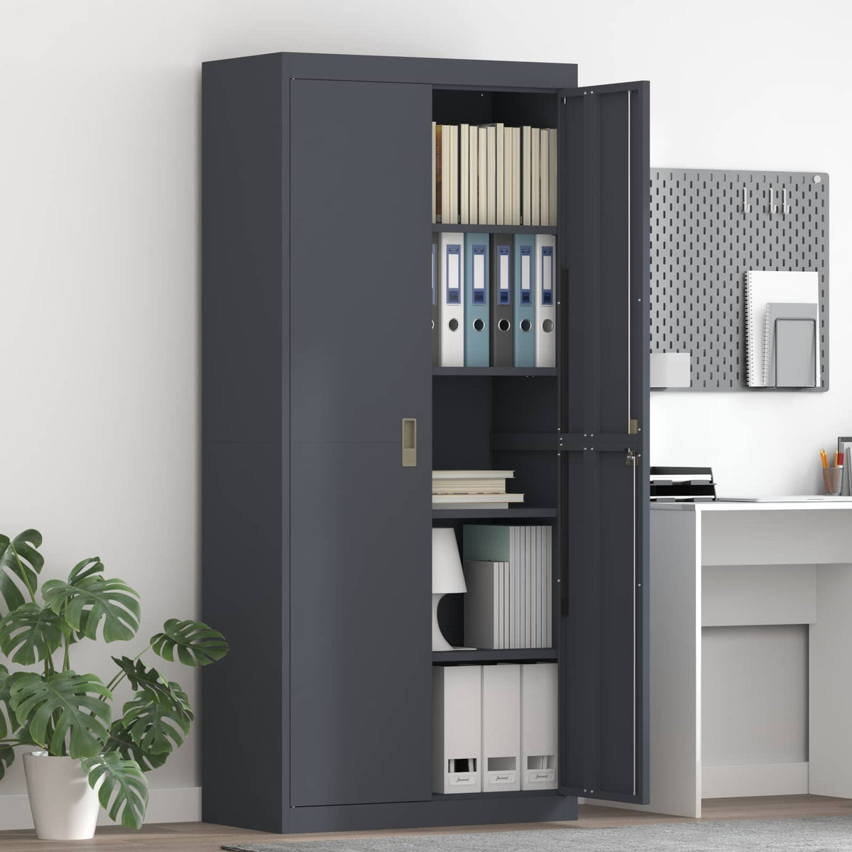 Storage Cabinet Steel Width 80 cm Anthracite 180 cm