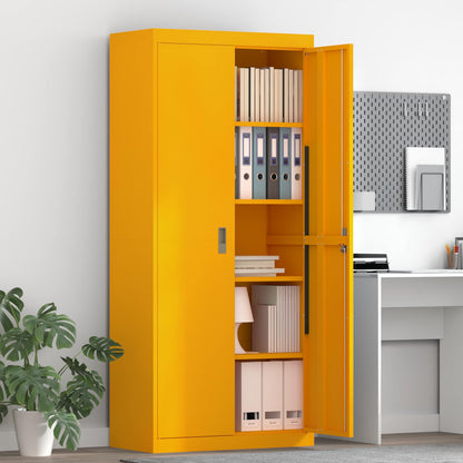 Storage Cabinet Steel Width 80 cm Mustard Yellow 180 cm