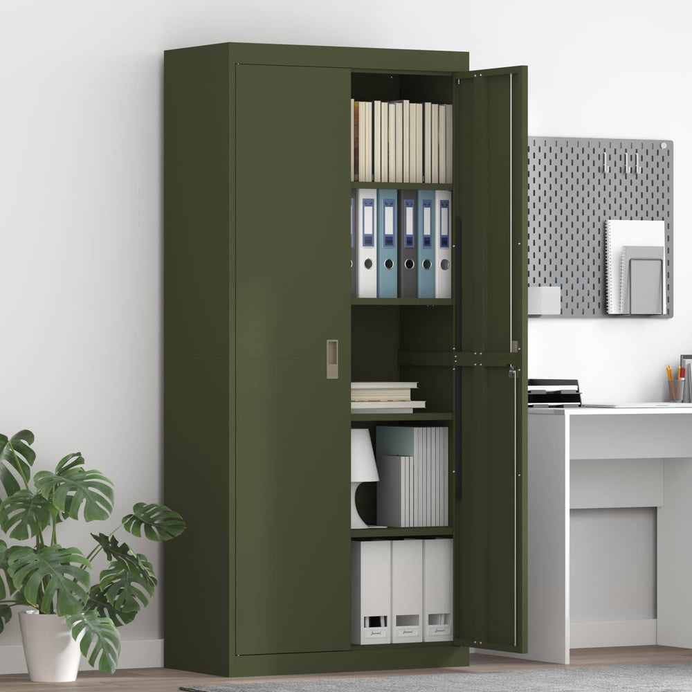 vidaXL Storage Cabinet Steel Width 80 cm Olive Green