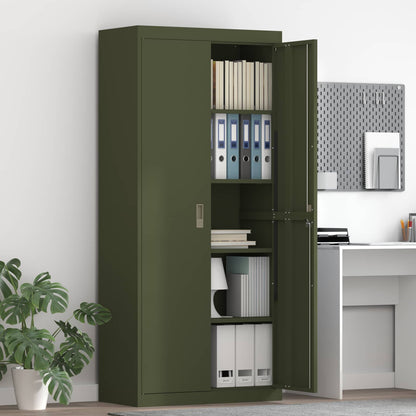 Storage Cabinet Steel Width 80 cm Olive Green 180 cm