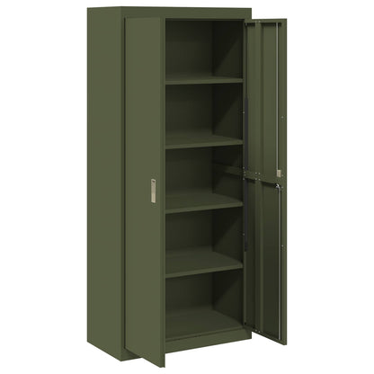 Storage Cabinet Steel Width 80 cm Olive Green 180 cm