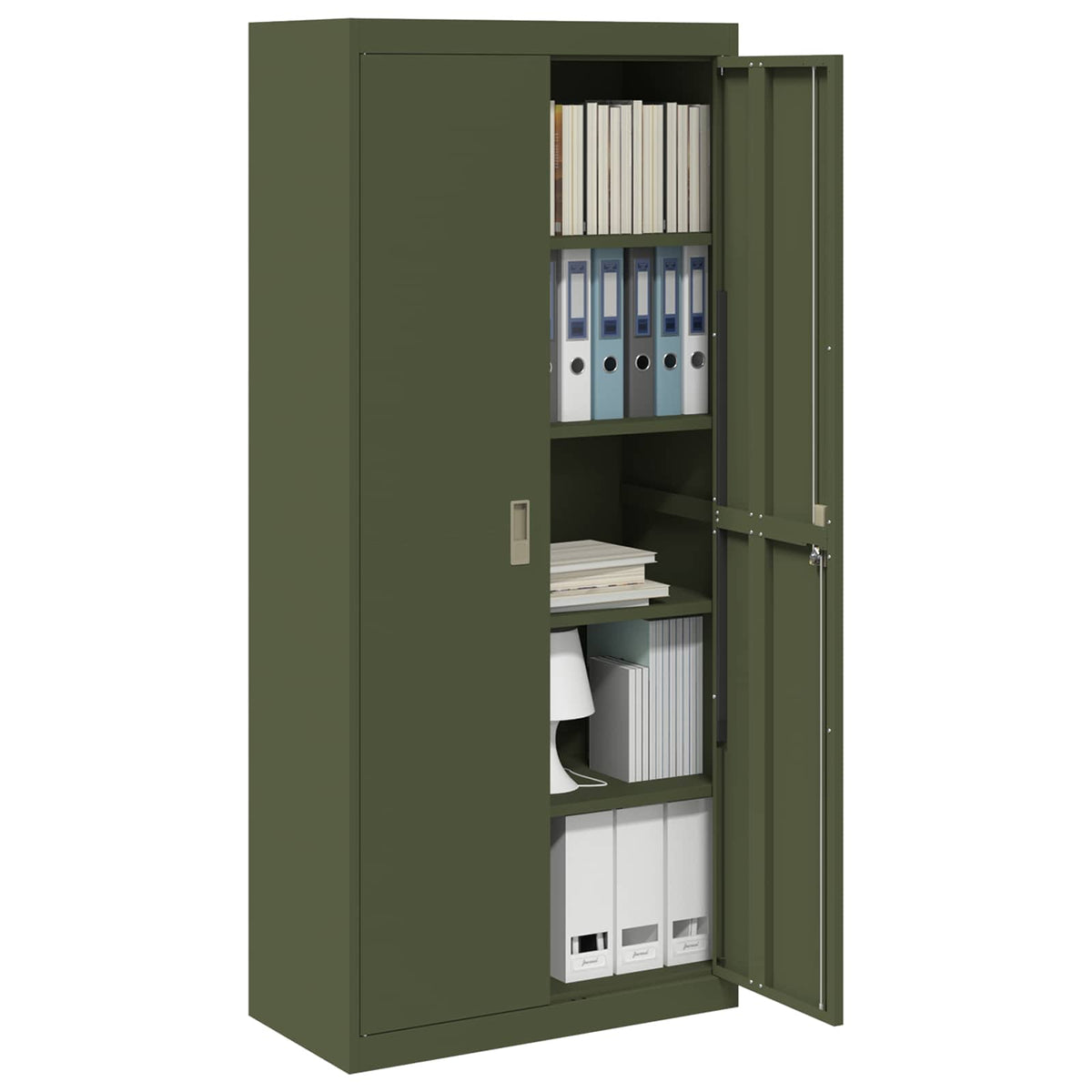 Storage Cabinet Steel Width 80 cm Olive Green 180 cm