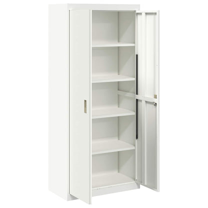 Storage Cabinet Steel Width 80 cm White 180 cm