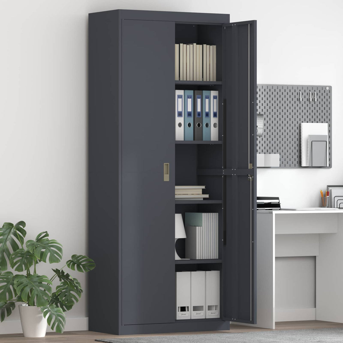 Storage Cabinet Steel Width 80 cm Anthracite 200 cm