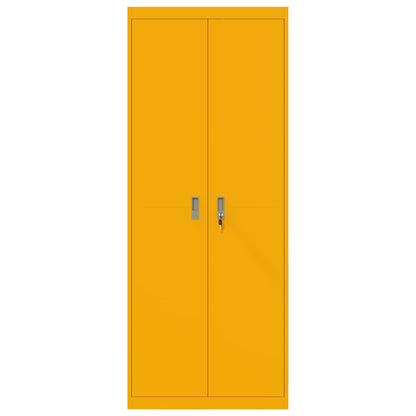 Storage Cabinet Steel Width 80 cm Mustard Yellow 200 cm