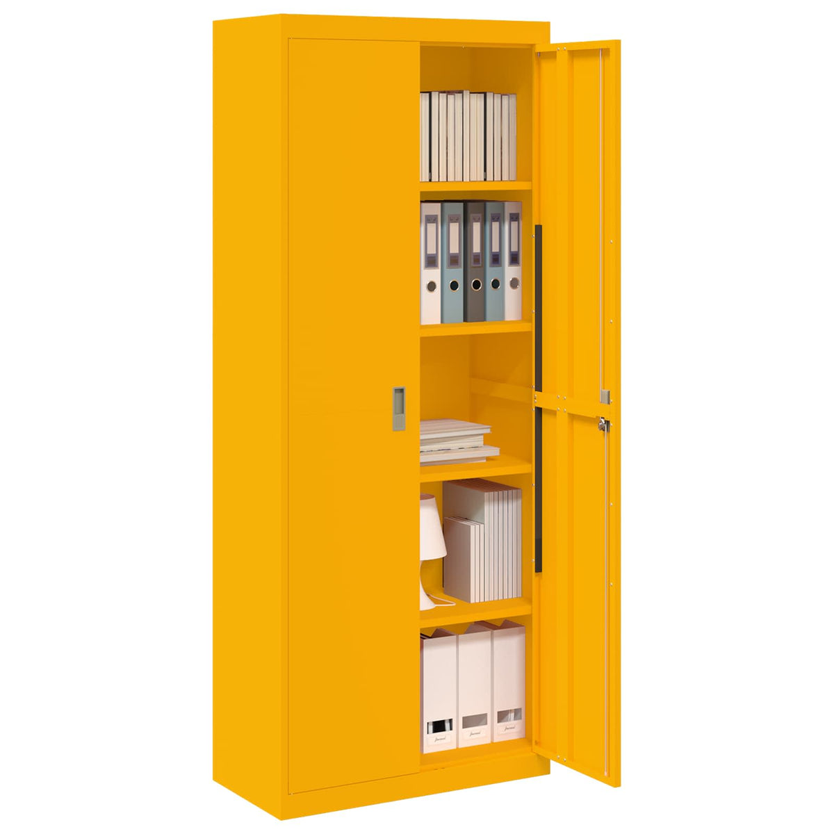 Storage Cabinet Steel Width 80 cm Mustard Yellow 200 cm