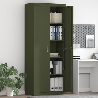 Storage Cabinet Steel Width 80 cm Olive Green 200 cm