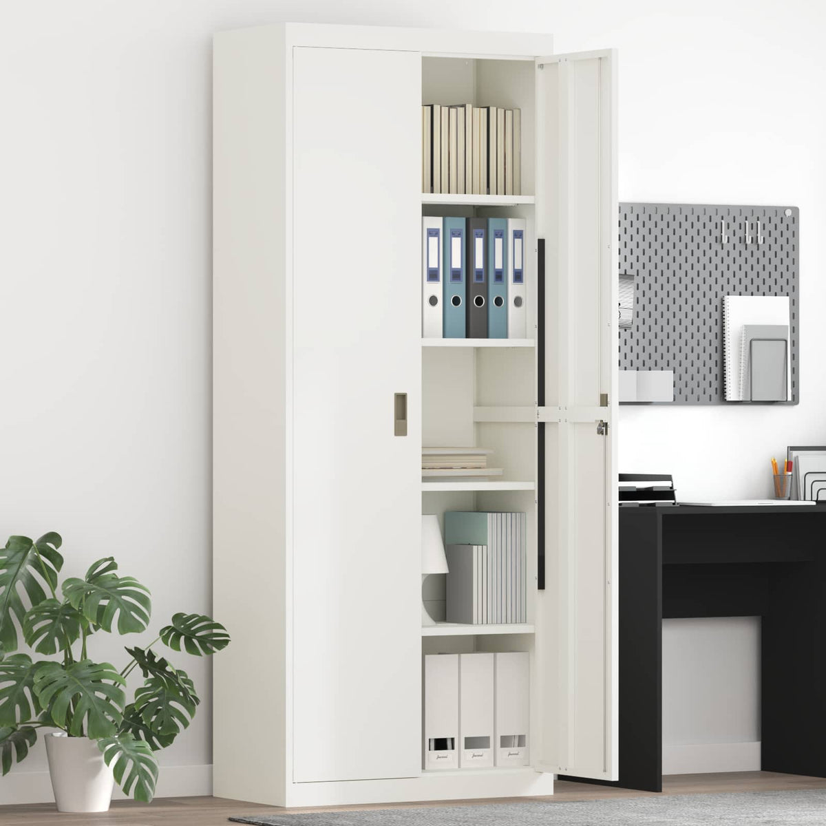 Storage Cabinet Steel Width 80 cm White 200 cm