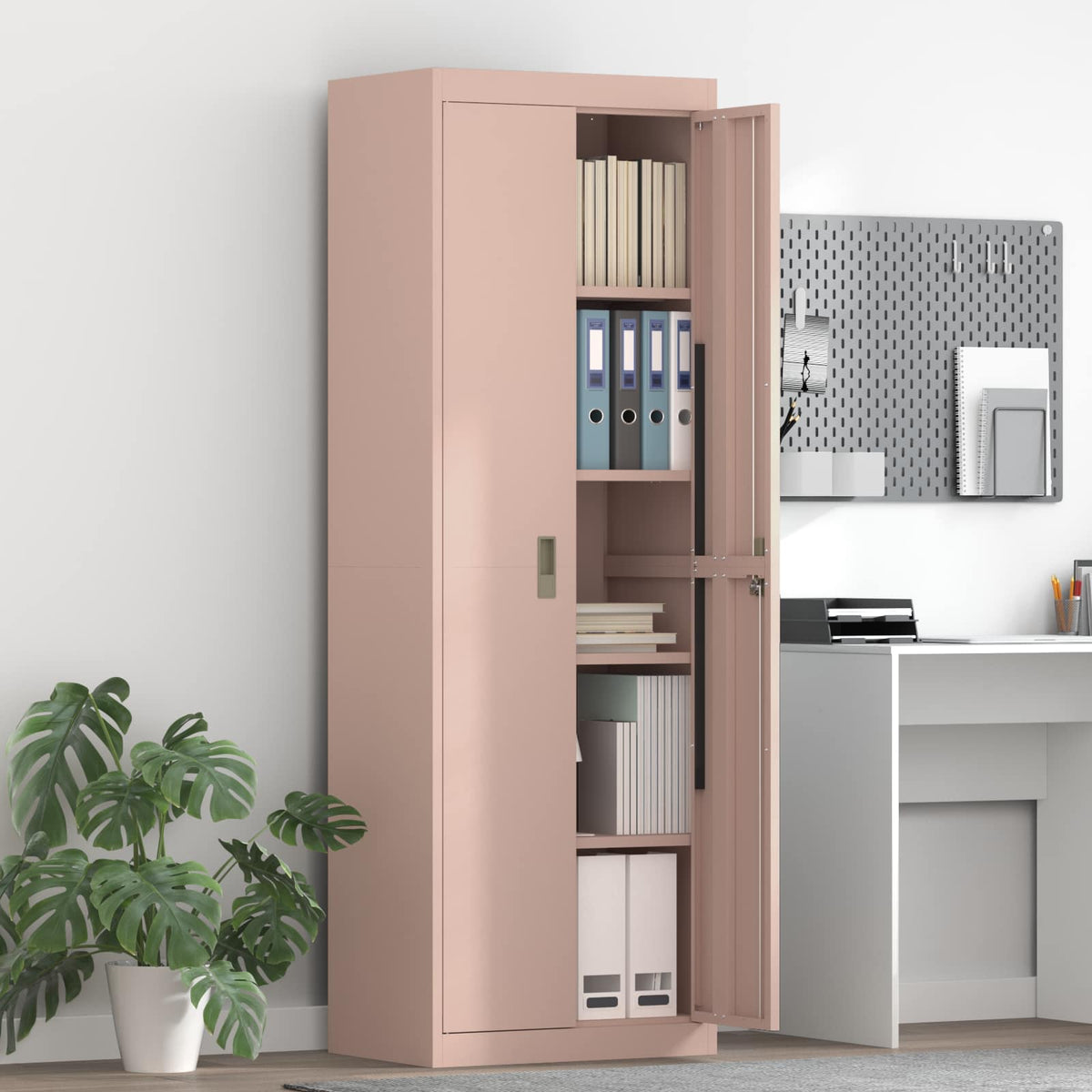 Storage Cabinet Steel Width 60 cm Pink 180 cm