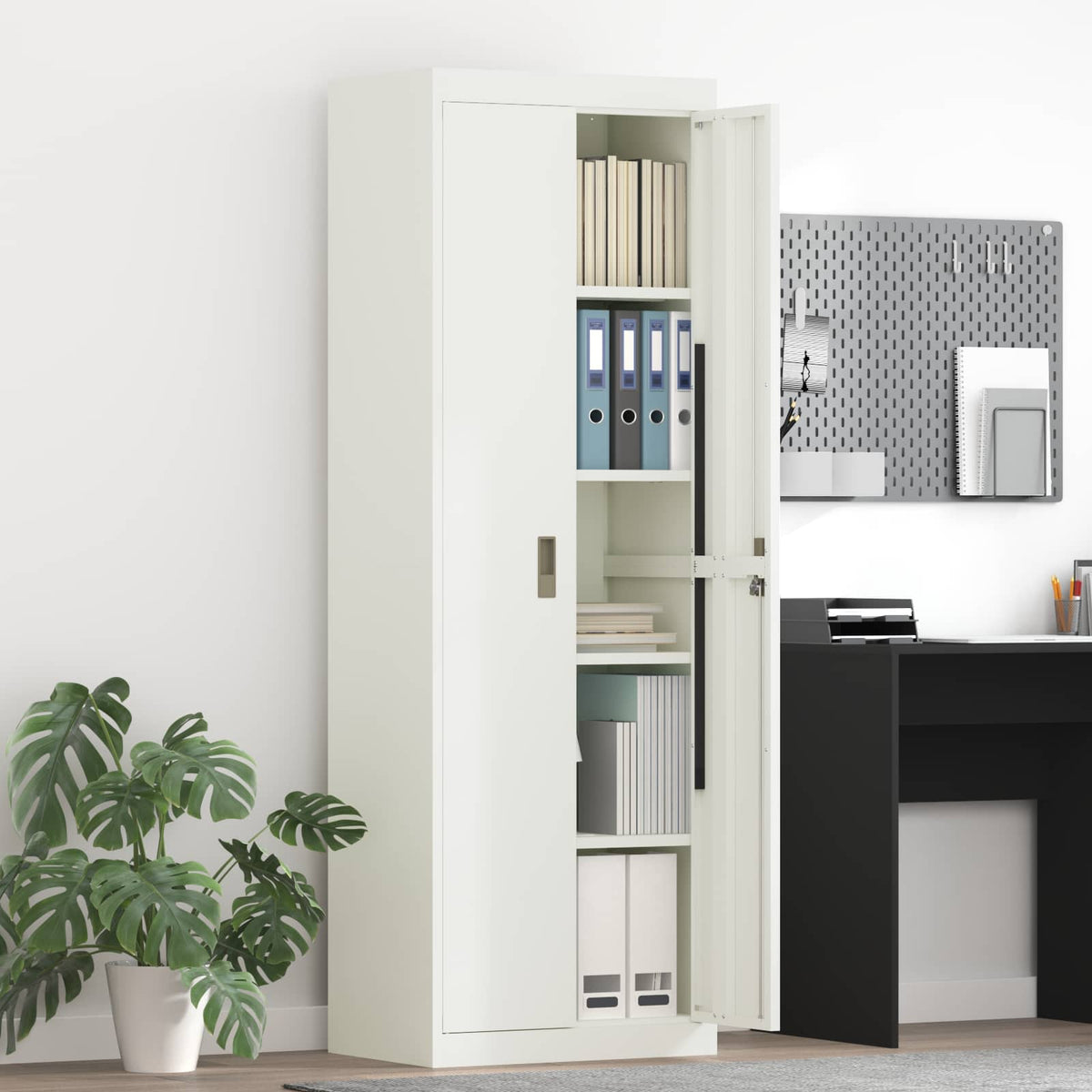 Storage Cabinet Steel Width 60 cm White 180 cm