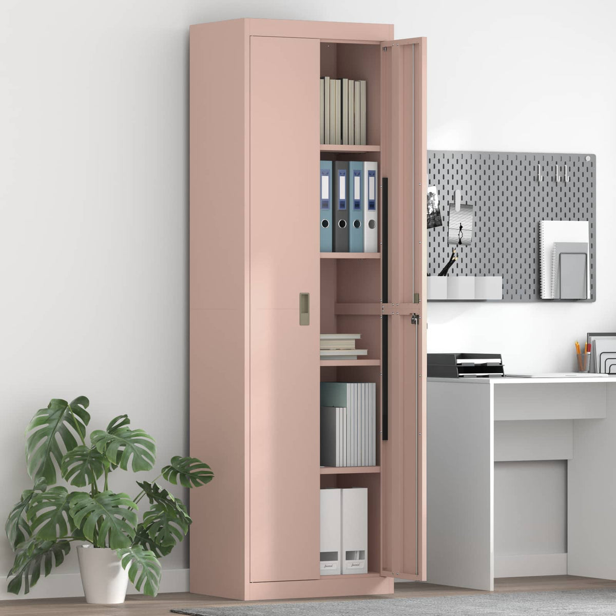 Storage Cabinet Steel Width 60 cm Pink 200 cm