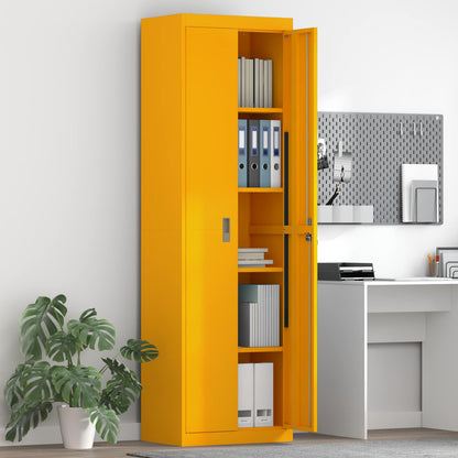 Storage Cabinet Steel Width 60 cm Mustard Yellow 200 cm