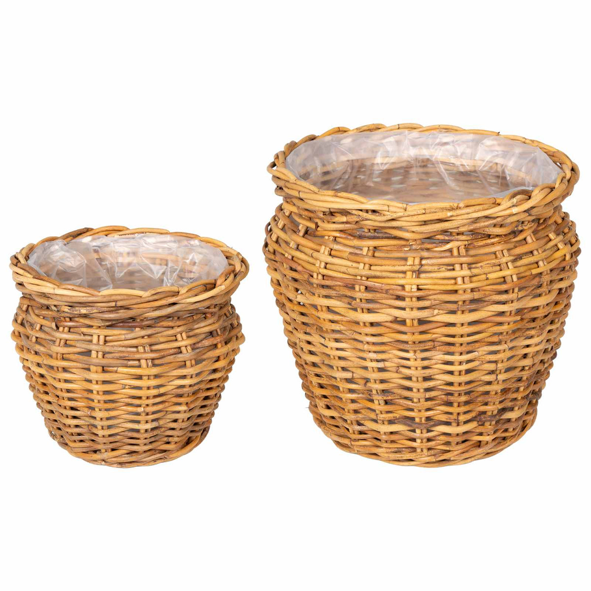 Planter Basket GENDT 2 pcs Natural Kubu Rattan Brown