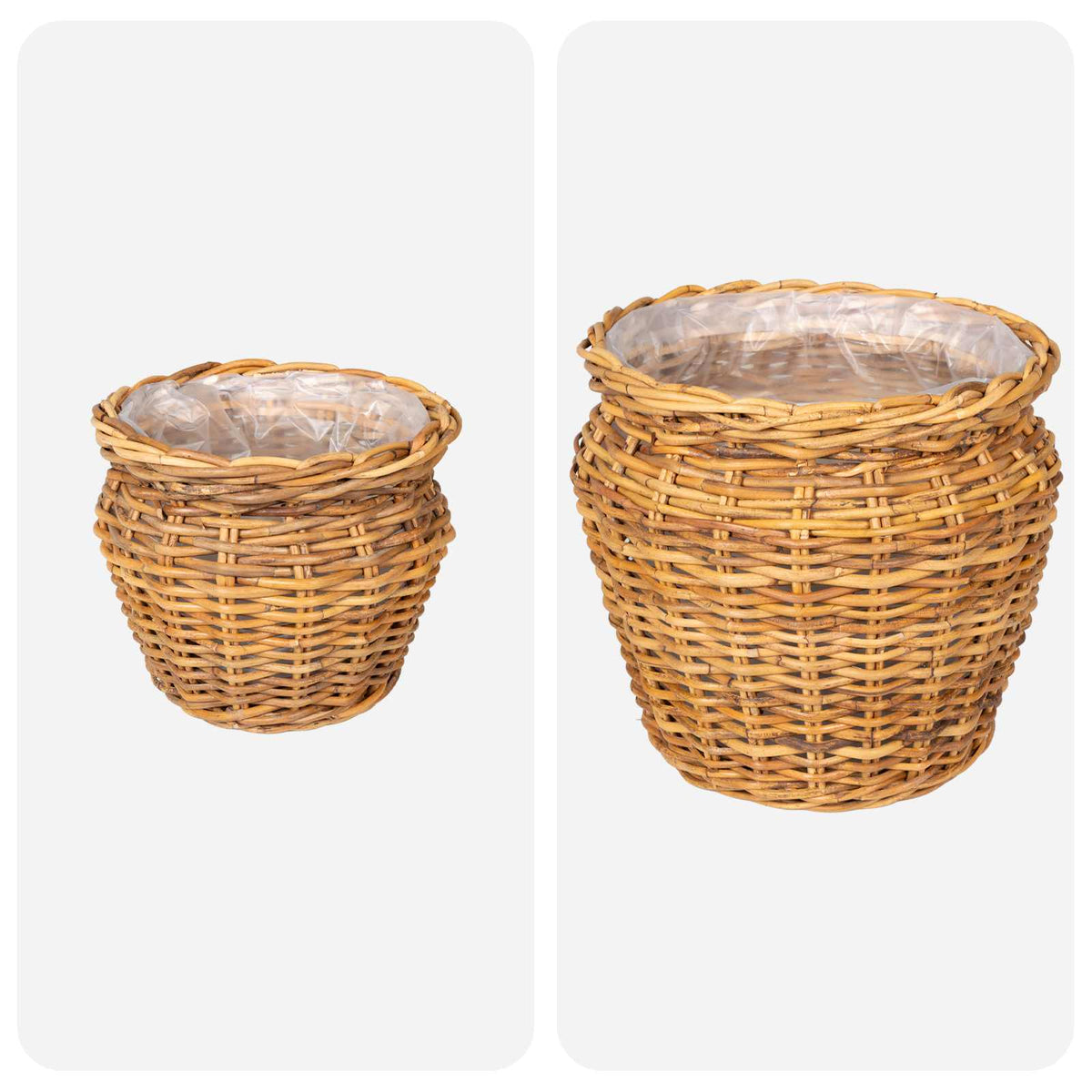 Planter Basket GENDT 2 pcs Natural Kubu Rattan Brown