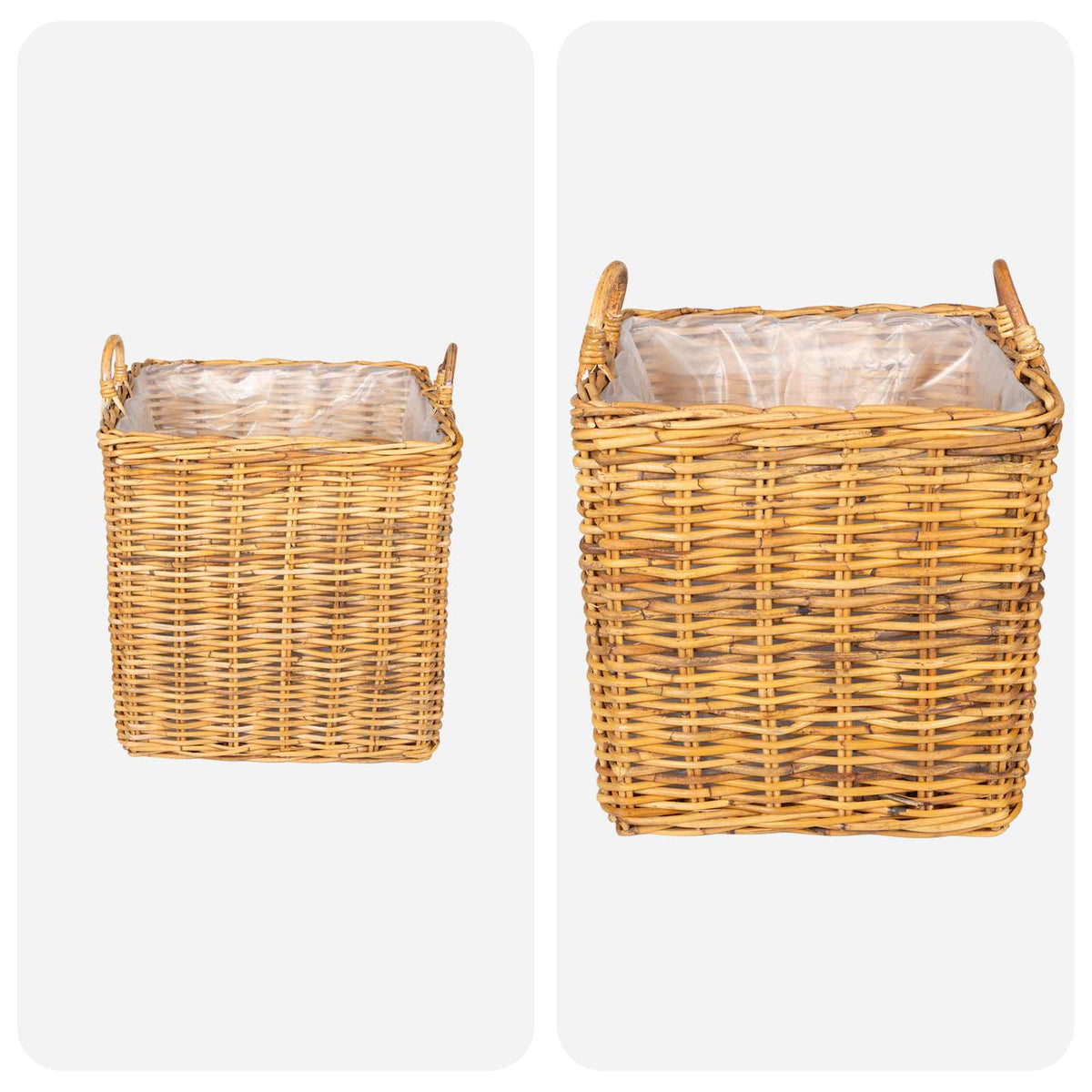 Planter Basket GENDT 2 pcs Natural Kubu Rattan Brown