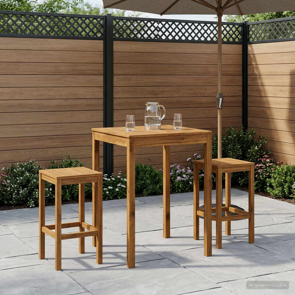 Garden Bar Table Solid Acacia Wood Natural 80 cm 80.5 cm